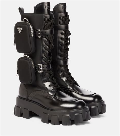 prada monolith boots tall|prada monolith leather boots.